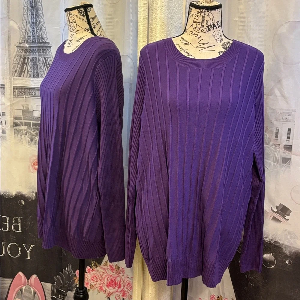 NWT Lane Bryant Purple Ribbed Pullover Sweater - Picture 2 of 5